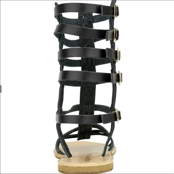 Black Leather Gladiator Sandals by Naughty Monkey NEW - Picture 4 of 4